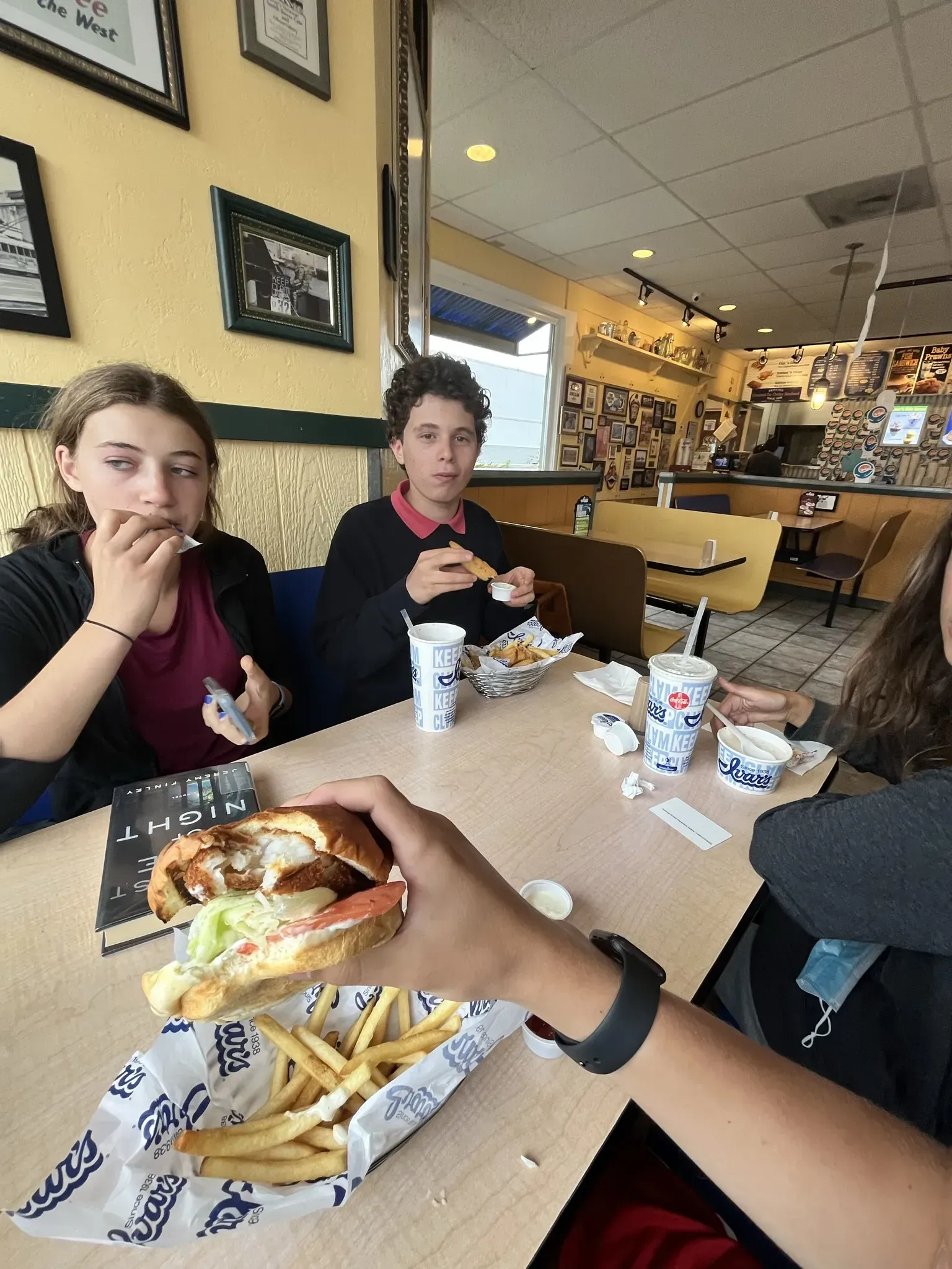 Jonah, Alice, Anneke, and I all enjoying our lunches