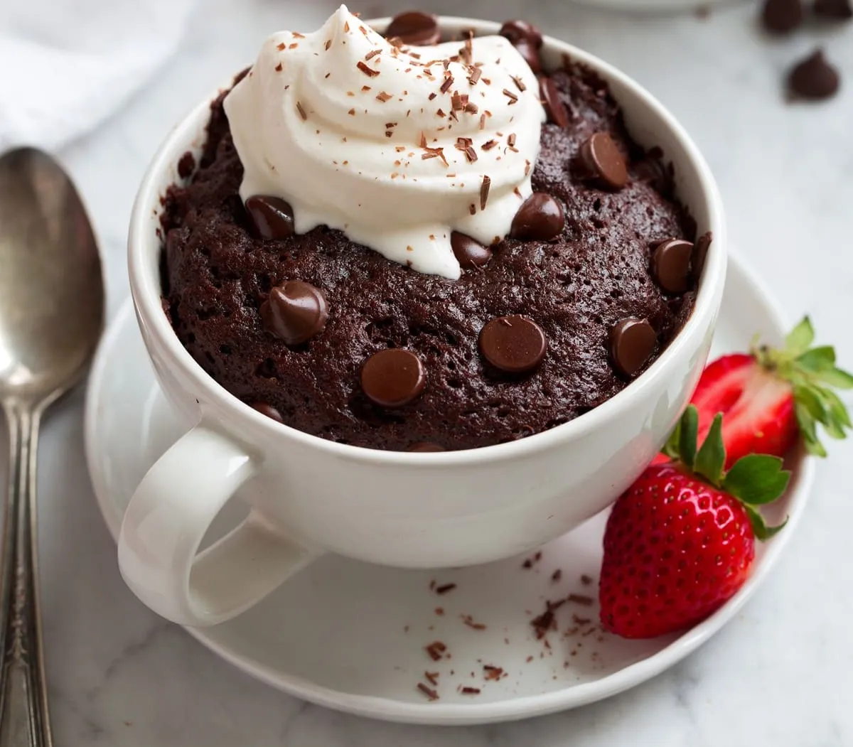 Mug cake with strawberries