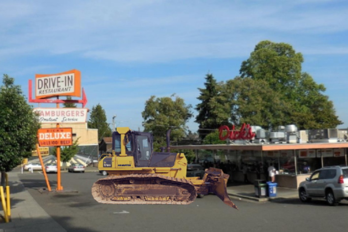 Dick’s Drive-In being bulldozed