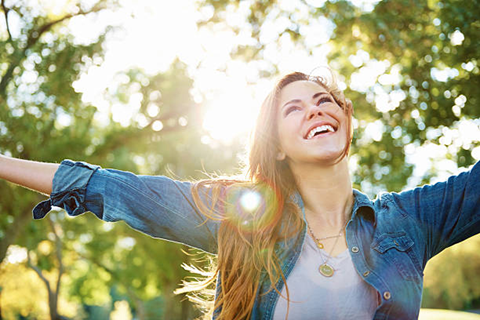 happy lady outside